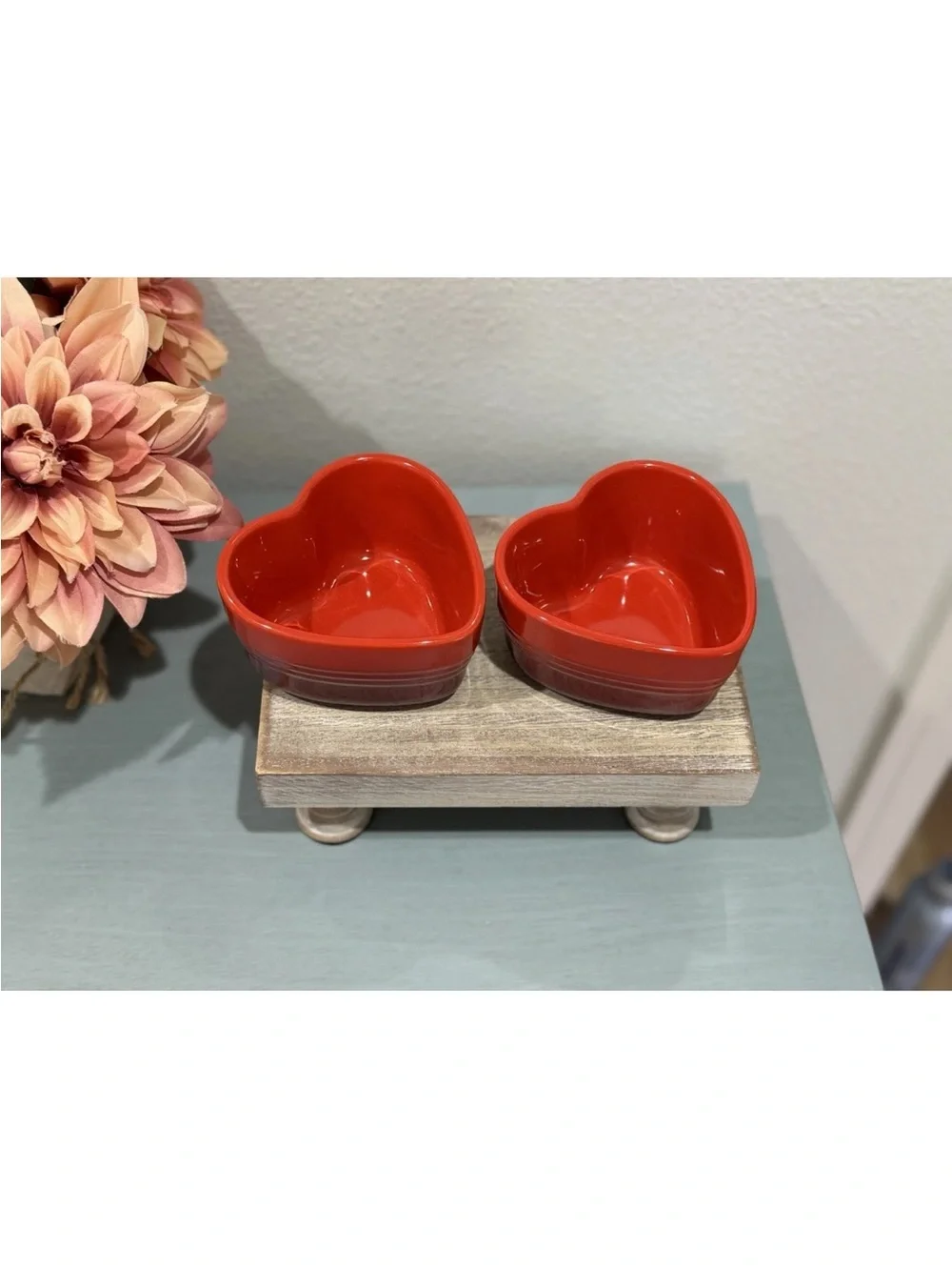 Le Creuset L'Amour Heart Collection Cerise Set of 2 Heart Ramekins
